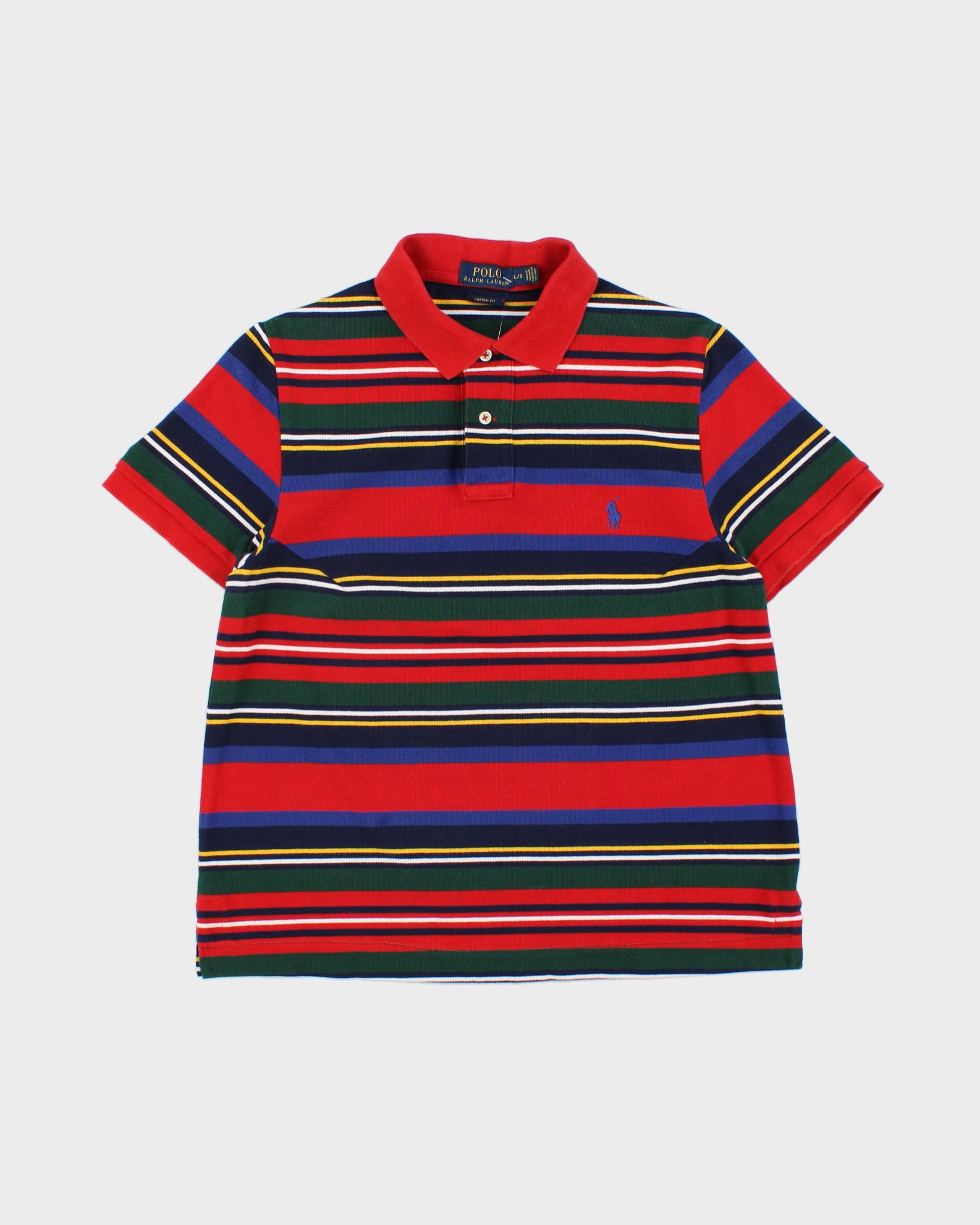 Vintage Polo Ralph Lauren Striped Classic Pony Custom Fit Short Sleeve Polo Shirt - S
