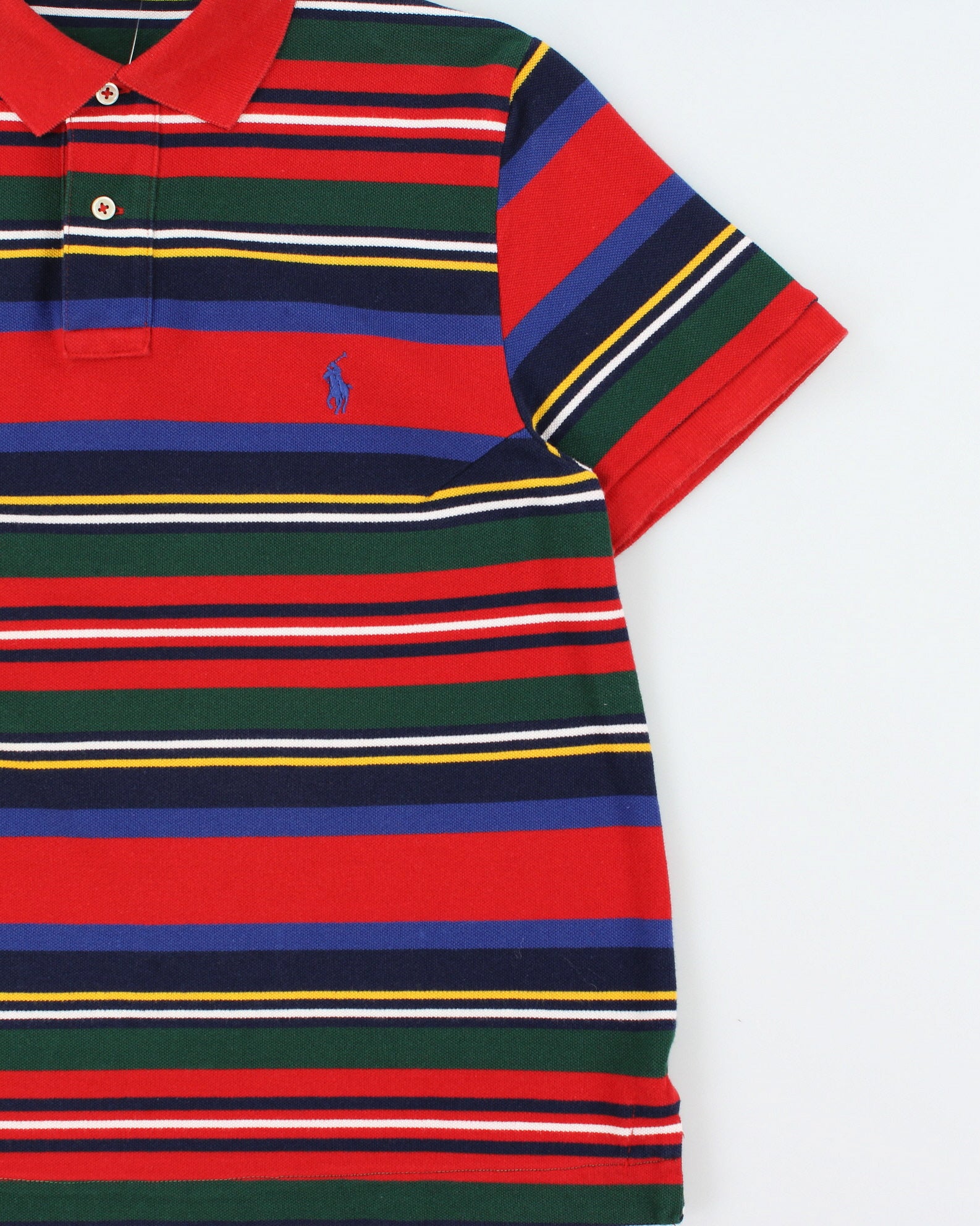 Vintage Polo Ralph Lauren Striped Classic Pony Custom Fit Short Sleeve Polo Shirt - S