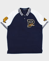 Vintage Polo Ralph Lauren P Wing Tiger N.Y State Champs Varsity Patch Custom Slim Fit Short Sleeve Polo Shirt - XL