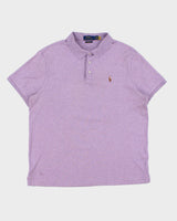 Vintage Polo Ralph Lauren Lavender Marl Classic Pony Custom Slim Fit Short Sleeve Polo Shirt - XL