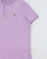 Vintage Polo Ralph Lauren Lavender Marl Classic Pony Custom Slim Fit Short Sleeve Polo Shirt - XL