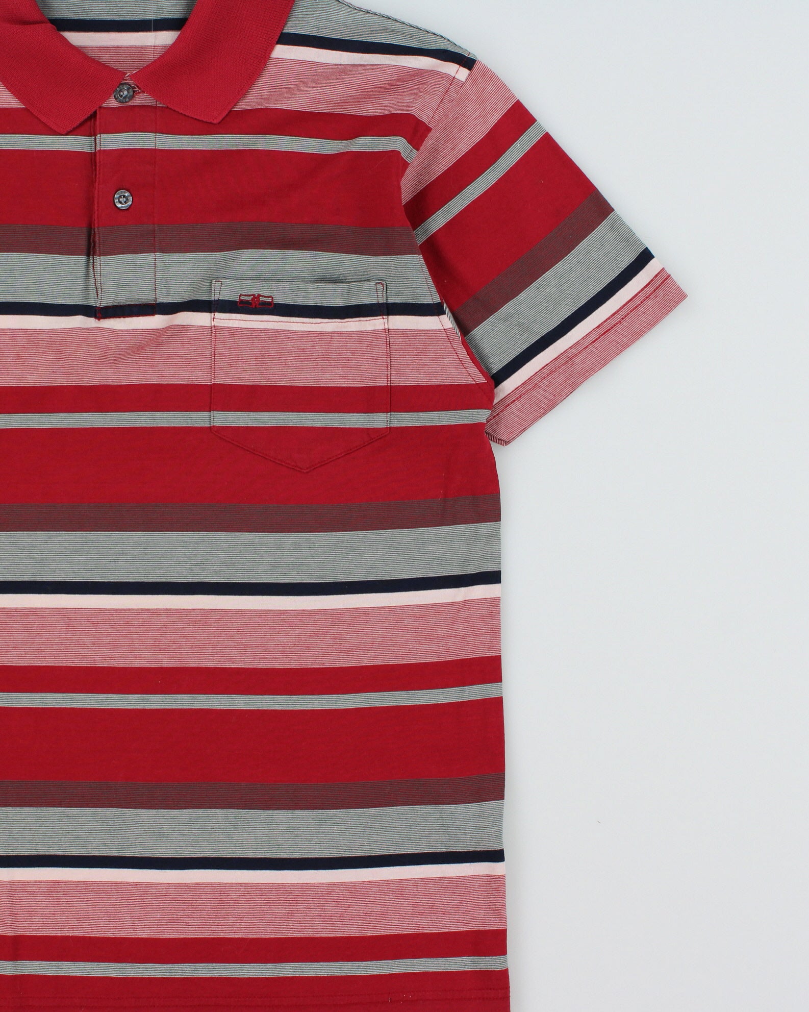 Vintage 1990s Balenciaga Paris Striped Mercerized Short Sleeve Pocket Polo Shirt - S