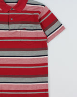 Vintage 1990s Balenciaga Paris Striped Mercerized Short Sleeve Pocket Polo Shirt - S