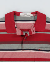 Vintage 1990s Balenciaga Paris Striped Mercerized Short Sleeve Pocket Polo Shirt - S