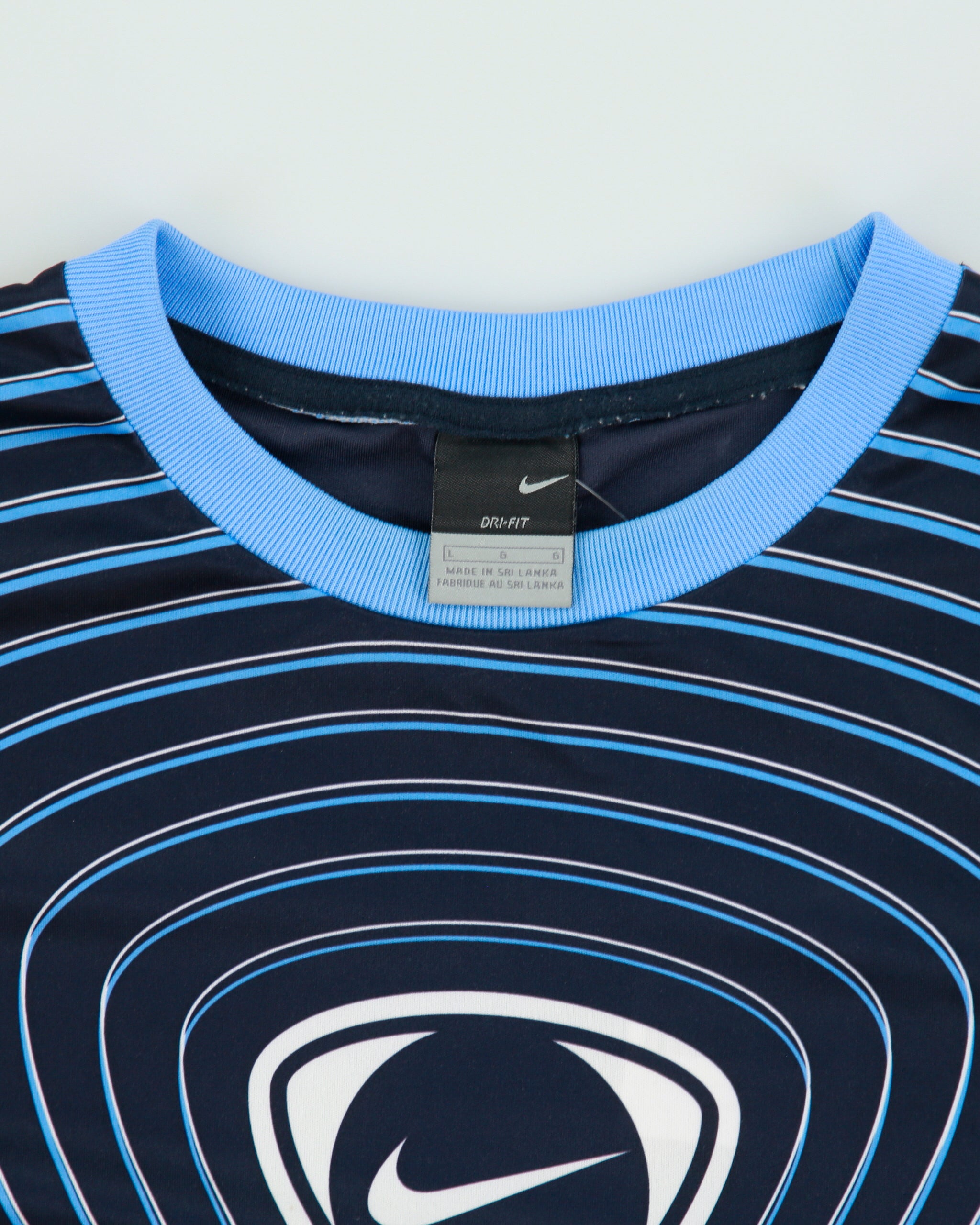 Vintage Y2K 00s Nike Football Dri-Fit Striped Sleeveless Crewneck T-Shirt - L
