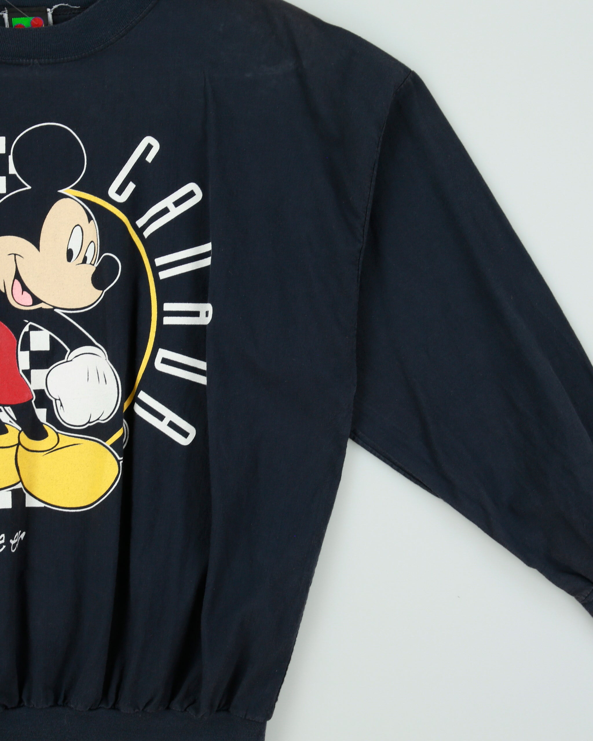 Vintage 1990s Disney Mickey Unlimited Navy Red Deer Canada Waves Made In USA Long Sleeve Crewneck T-Shirt - M