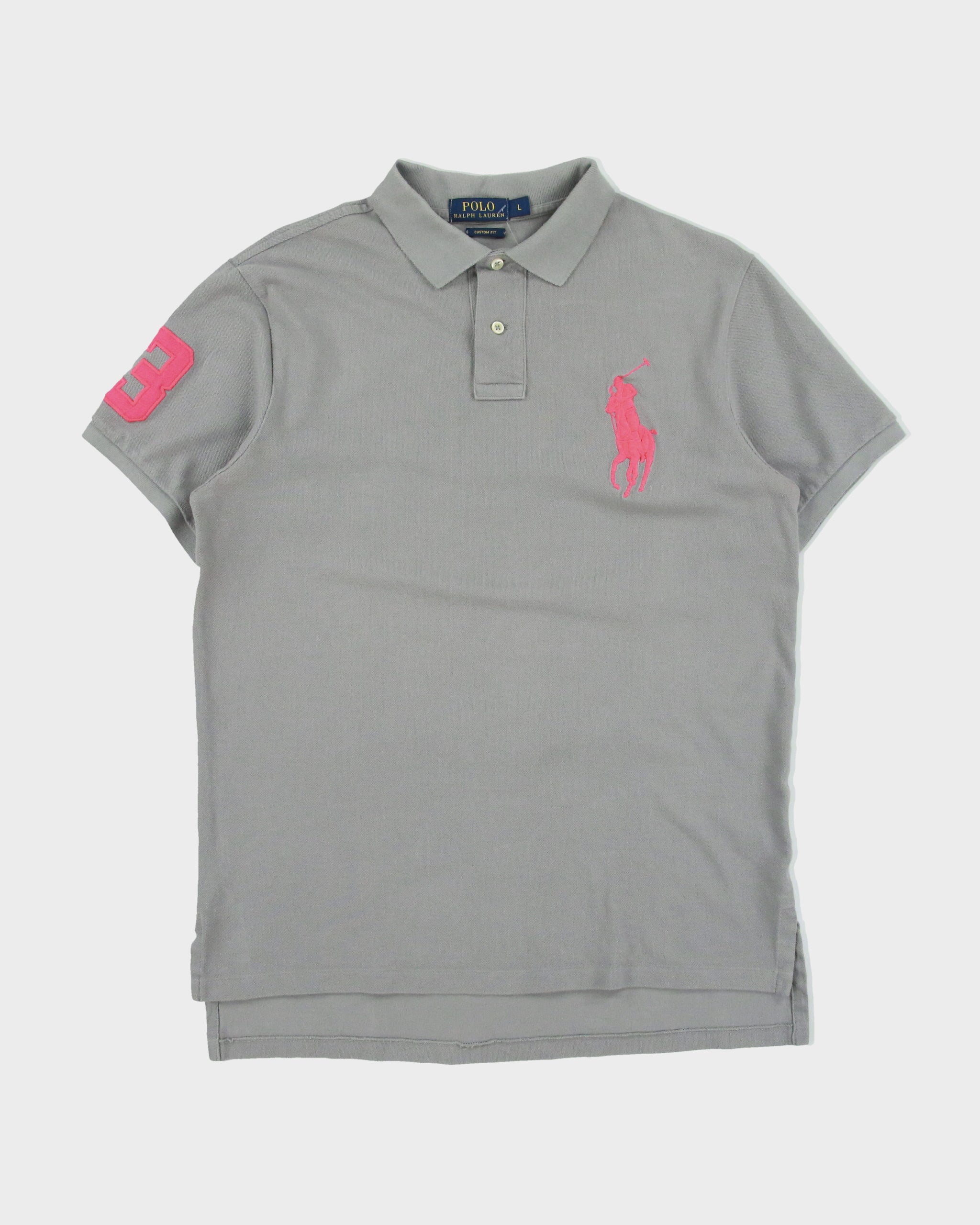 Vintage Polo Ralph Lauren Hot Pink Big Pony Custom Fit Short Sleeve Polo Shirt - L