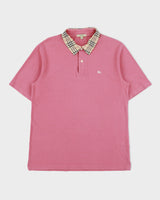Vintage Y2K 00s Burberry Dark Pink Nova Check Collar Short Sleeve Polo Shirt - S