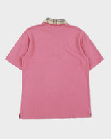 Vintage Y2K 00s Burberry Dark Pink Nova Check Collar Short Sleeve Polo Shirt - S