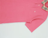 Vintage Y2K 00s Burberry Dark Pink Nova Check Collar Short Sleeve Polo Shirt - S