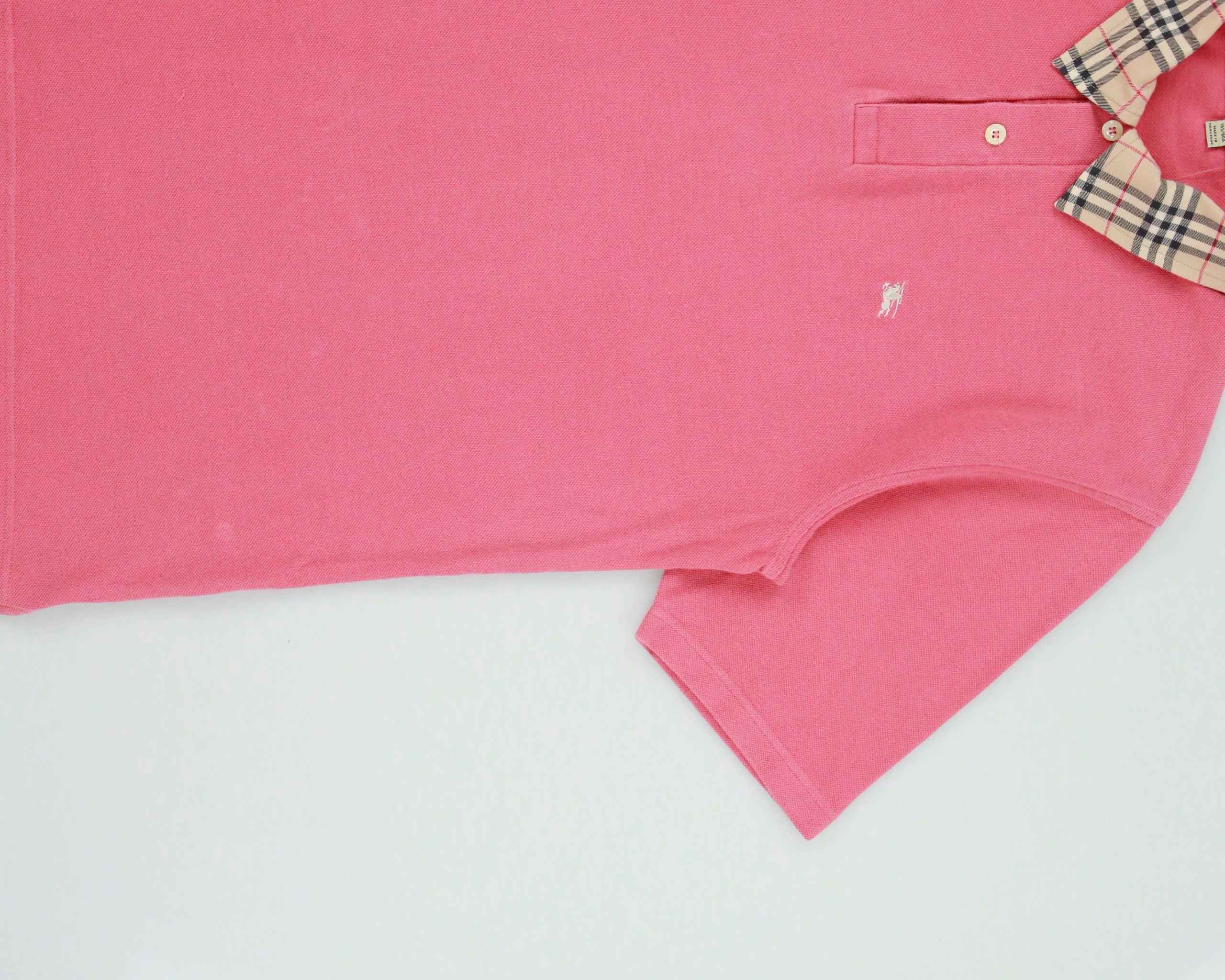 Vintage Y2K 00s Burberry Dark Pink Nova Check Collar Short Sleeve Polo Shirt - S