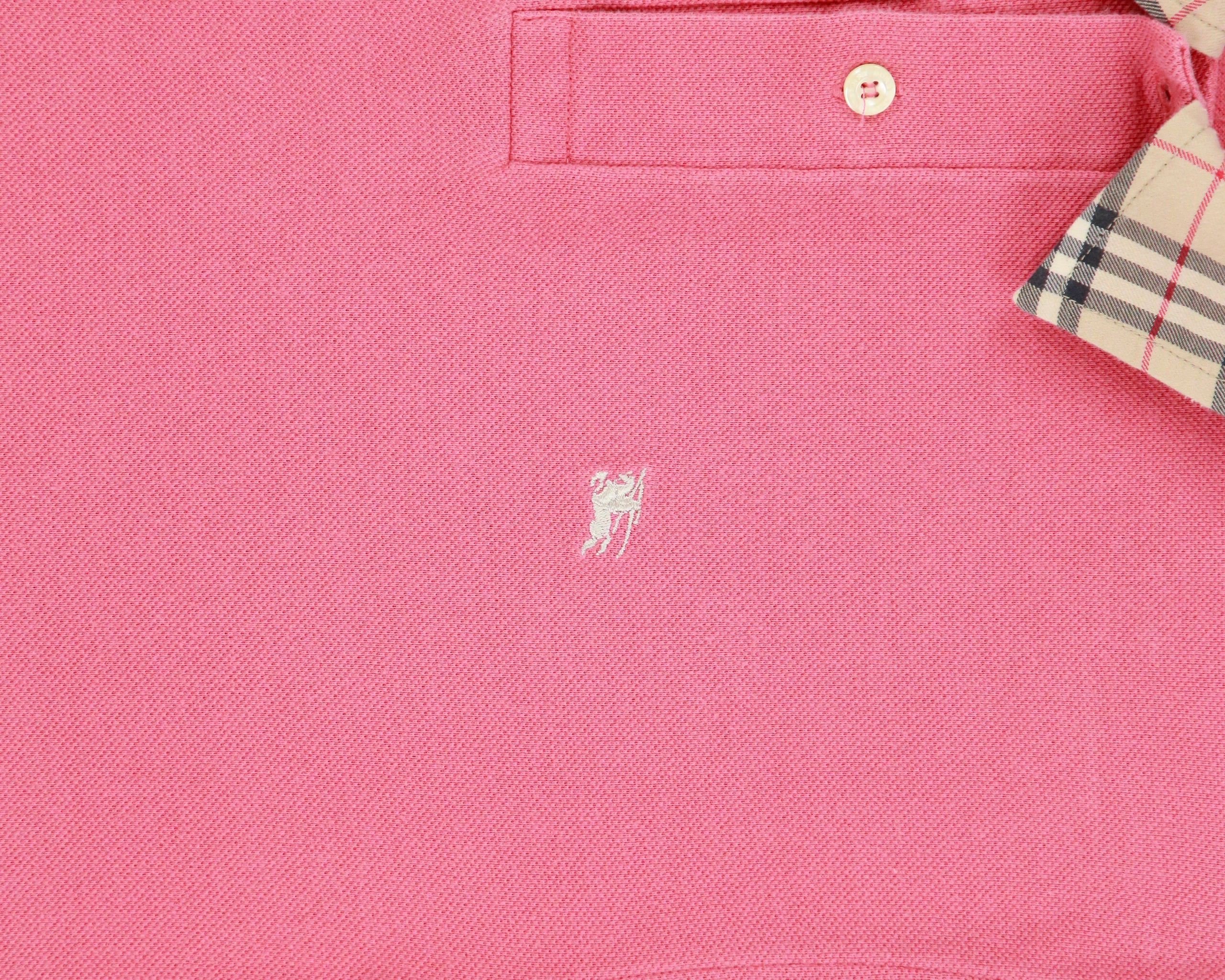 Vintage Y2K 00s Burberry Dark Pink Nova Check Collar Short Sleeve Polo Shirt - S