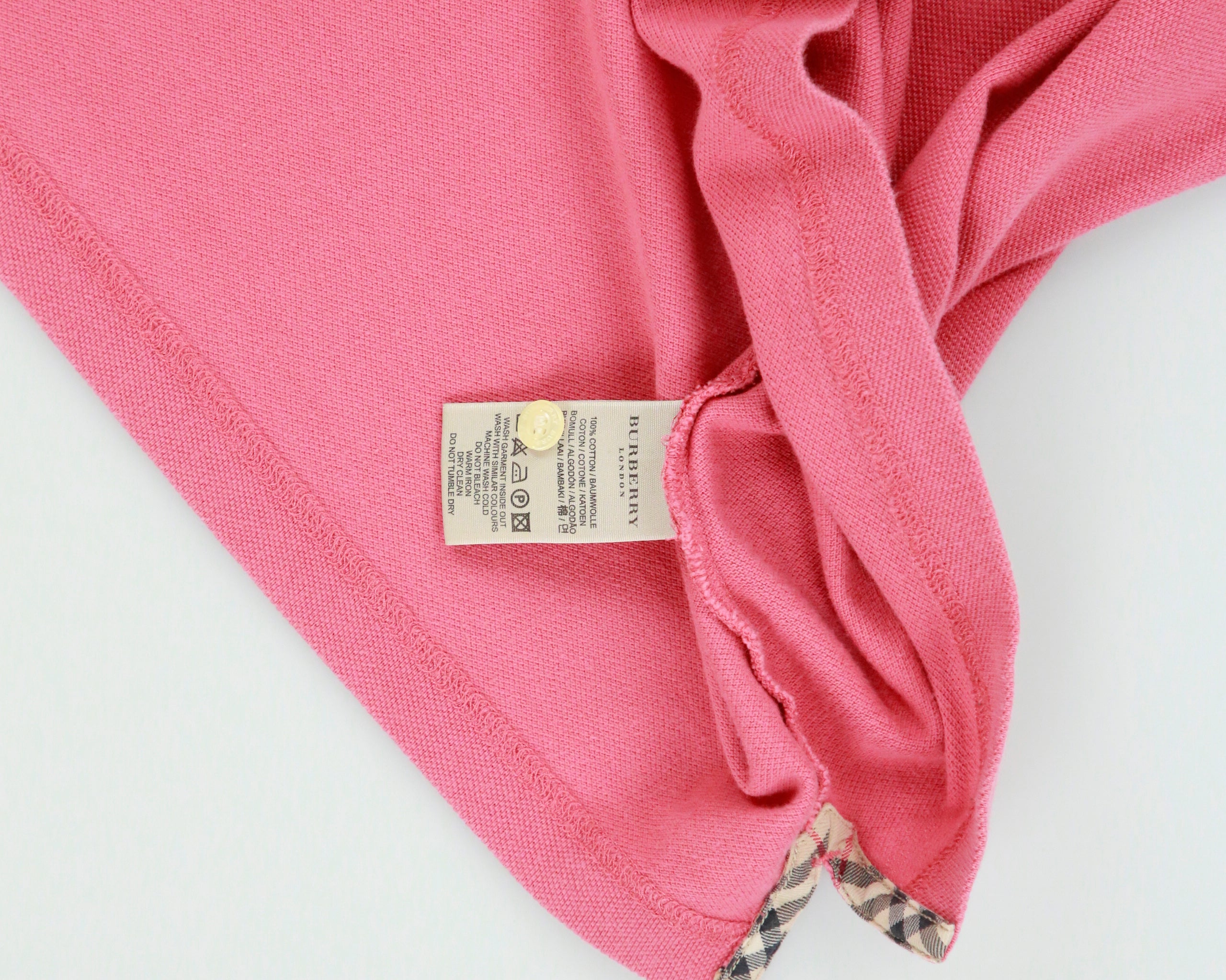 Vintage Y2K 00s Burberry Dark Pink Nova Check Collar Short Sleeve Polo Shirt - S