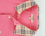 Vintage Y2K 00s Burberry Dark Pink Nova Check Collar Short Sleeve Polo Shirt - S