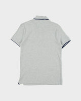 Vintage Polo Ralph Lauren Grey Marl Big Pony Crest Striped Custom Slim Fit Short Sleeve Polo Shirt - S