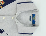 Vintage Polo Ralph Lauren Grey Marl Big Pony Crest Striped Custom Slim Fit Short Sleeve Polo Shirt - S