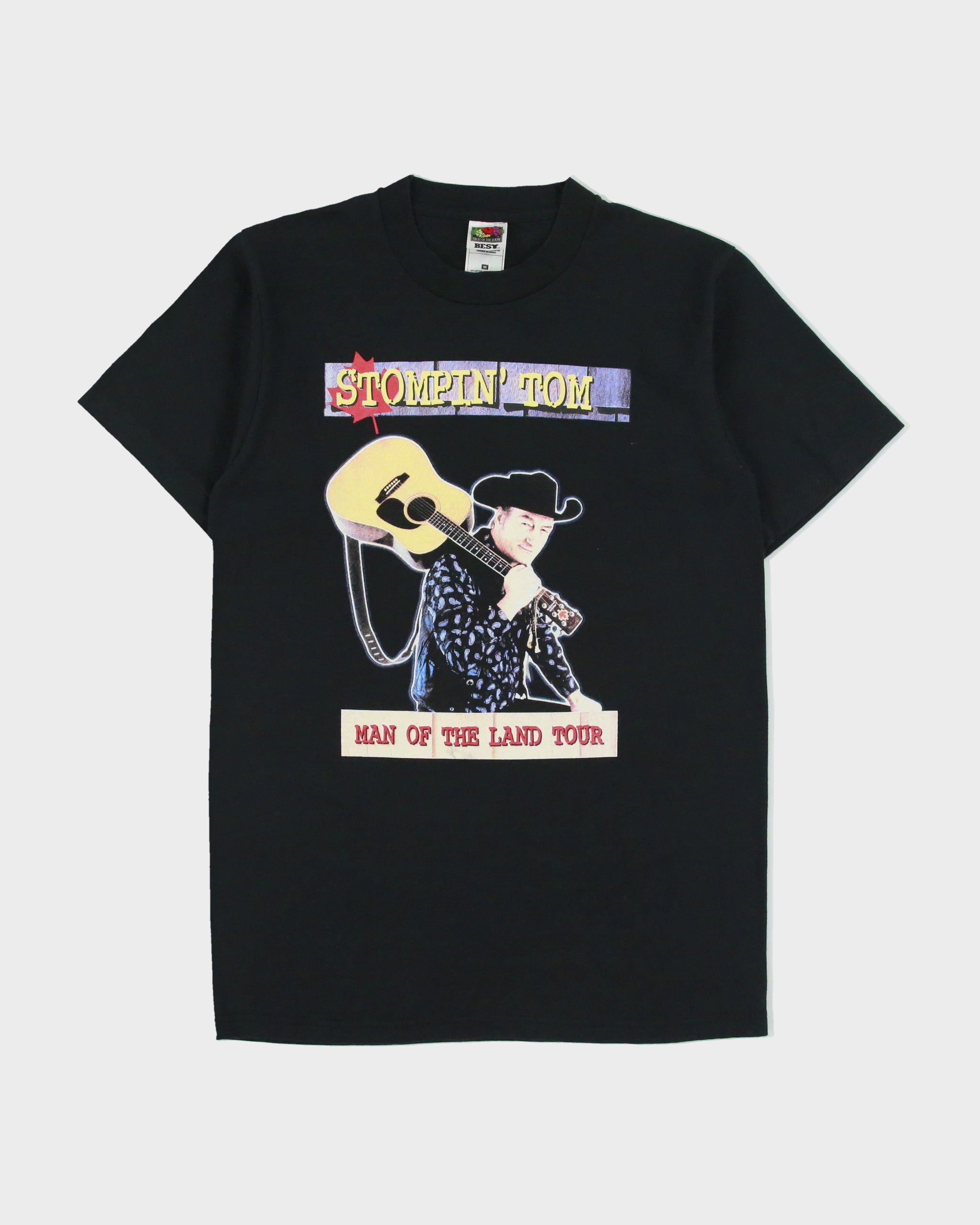 Vintage 1998 Stompin' Tom Connors Man Of The Land Tour Heavyweight Single Stitch Made In Canada Crewneck T-Shirt - M