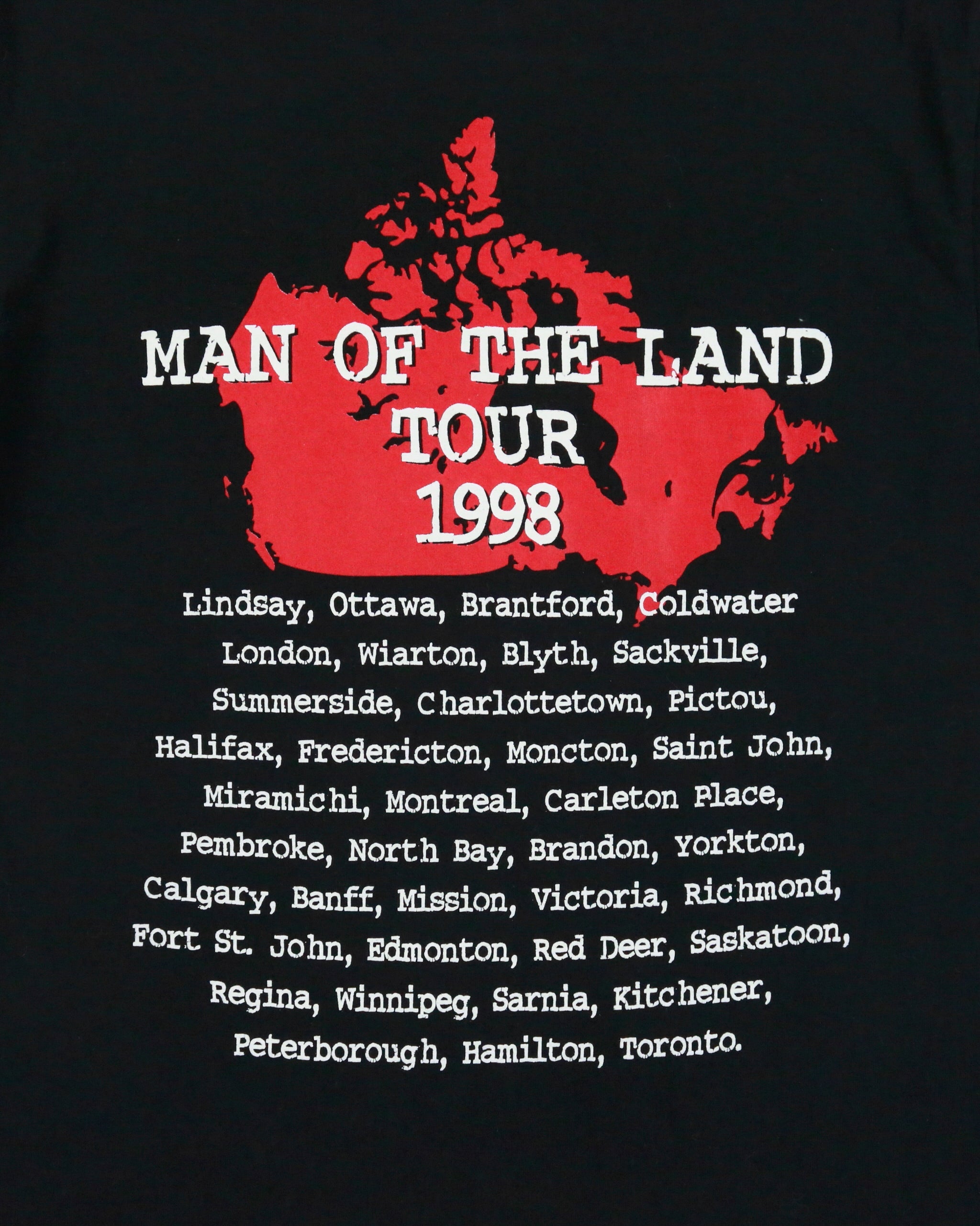 Vintage 1998 Stompin' Tom Connors Man Of The Land Tour Heavyweight Single Stitch Made In Canada Crewneck T-Shirt - M