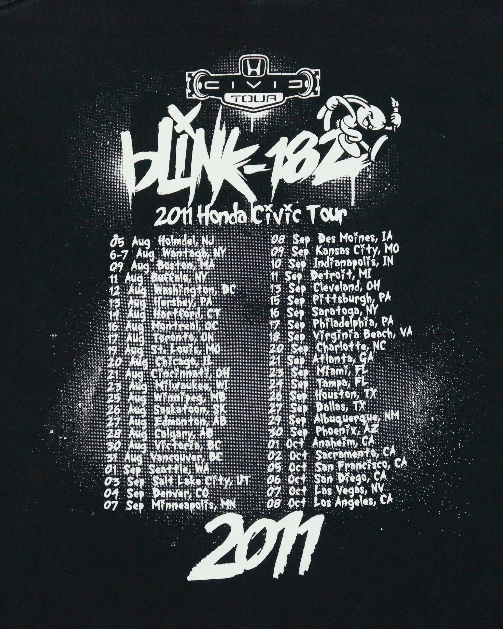 Vintage Blink-182 Honda Civic 2011 Tour Heavyweight Alstyle Crewneck T-Shirt - M