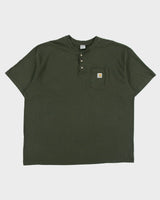 Vintage Carhartt Khaki Heavyweight Crewneck Henley Pocket T-Shirt - XXXL