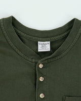 Vintage Carhartt Khaki Heavyweight Crewneck Henley Pocket T-Shirt - XXXL