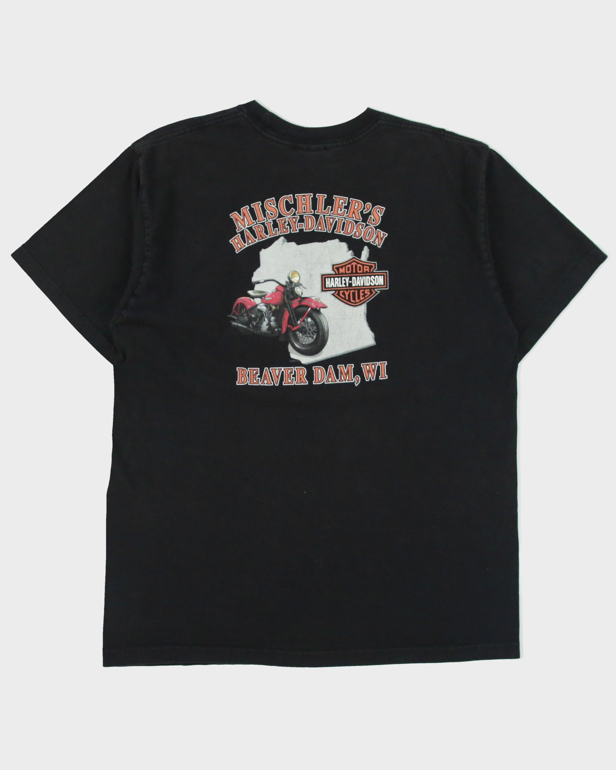 Vintage 2008 Y2K Harley Davidson Mischler's Beaver Dam Heavyweight Made In USA Crewneck T-Shirt - XL