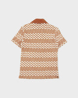 Vintage 1970s Triton California Zig Zag Towel-Knit Short Sleeve Zip Polo Shirt - S