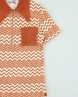 Vintage 1970s Triton California Zig Zag Towel-Knit Short Sleeve Zip Polo Shirt - S