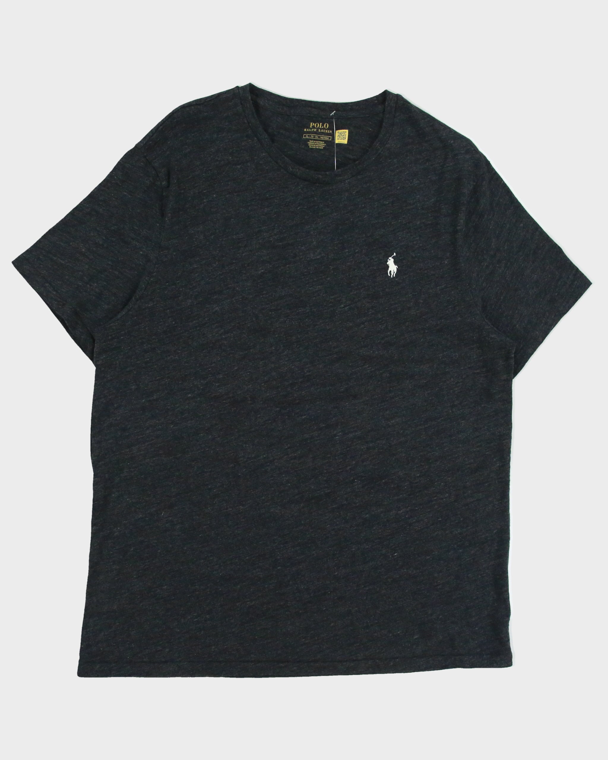 Vintage Polo Ralph Lauren Grey Marl Heavyweight Single Stitch Crewneck T-Shirt - XL