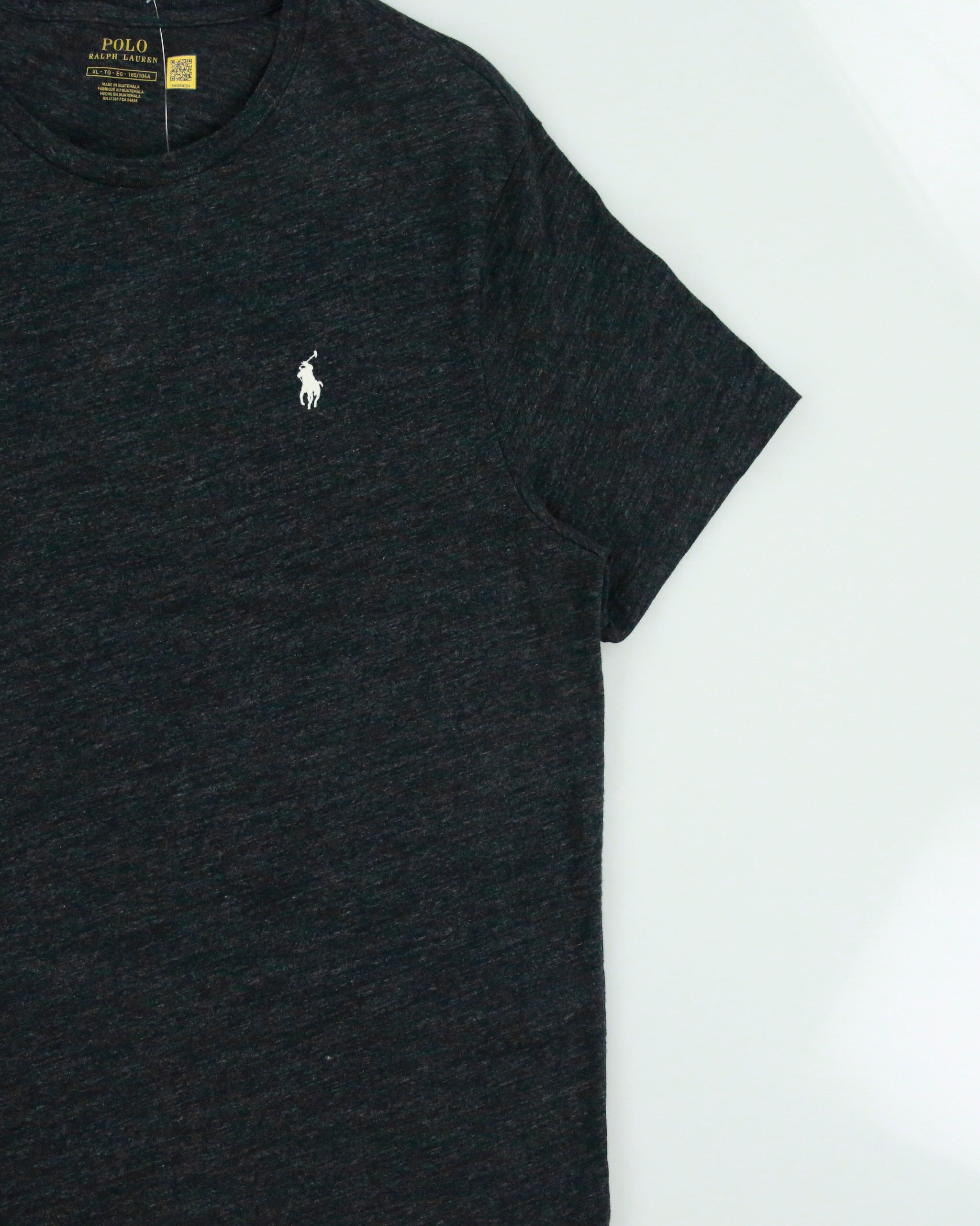 Vintage Polo Ralph Lauren Grey Marl Heavyweight Single Stitch Crewneck T-Shirt - XL