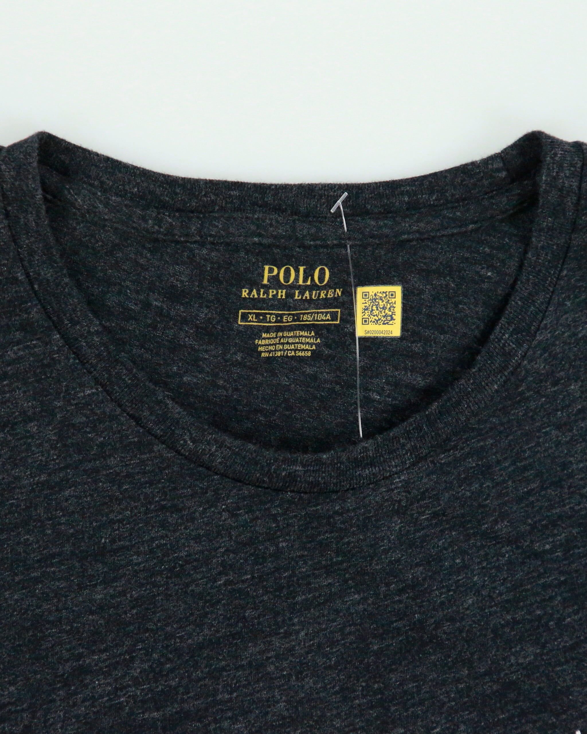 Vintage Polo Ralph Lauren Grey Marl Heavyweight Single Stitch Crewneck T-Shirt - XL