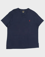 Vintage Polo Ralph Lauren Navy Heavyweight Single Stitch V-Neck T-Shirt - L