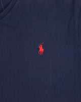 Vintage Polo Ralph Lauren Navy Heavyweight Single Stitch V-Neck T-Shirt - L