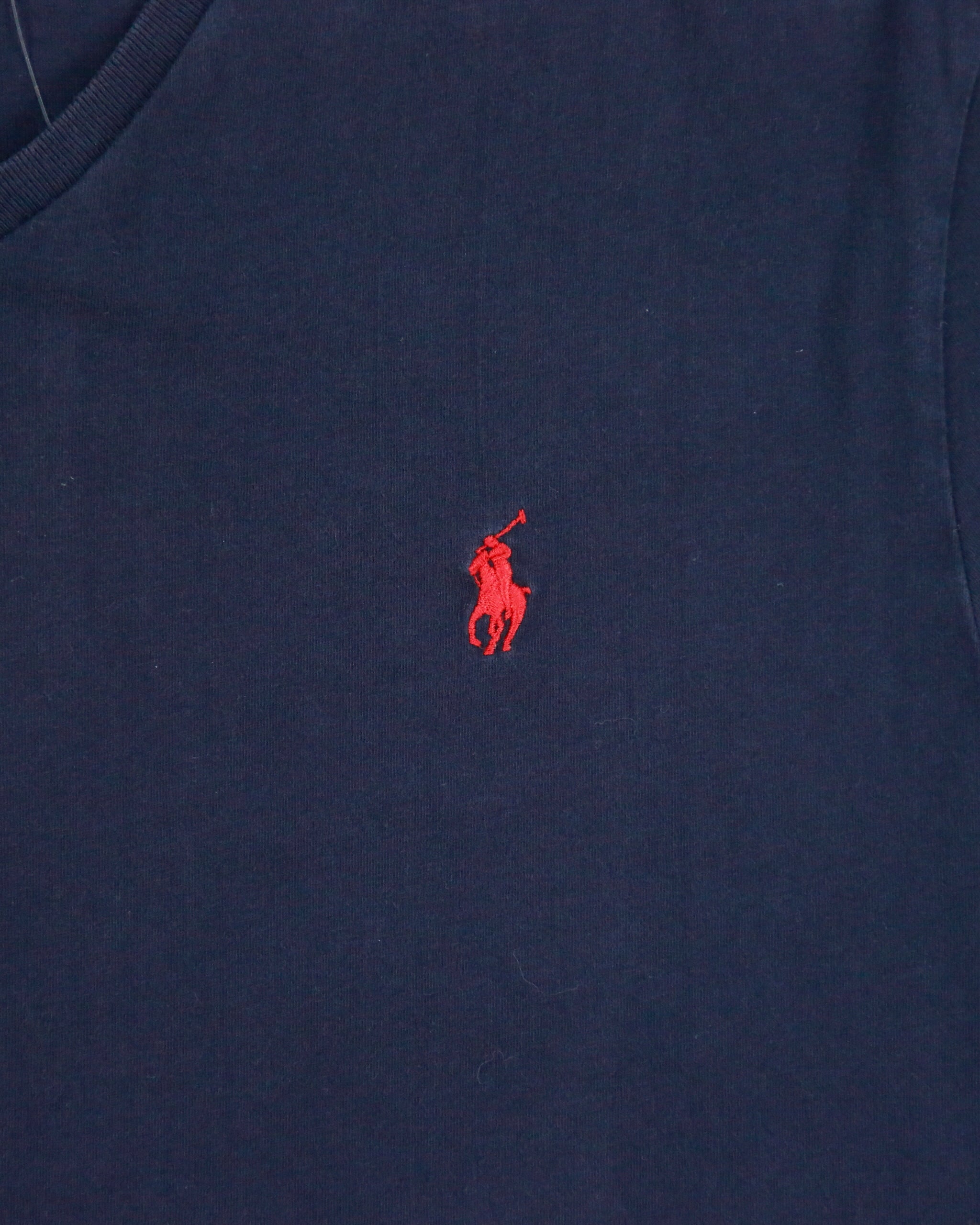 Vintage Polo Ralph Lauren Navy Heavyweight Single Stitch V-Neck T-Shirt - L