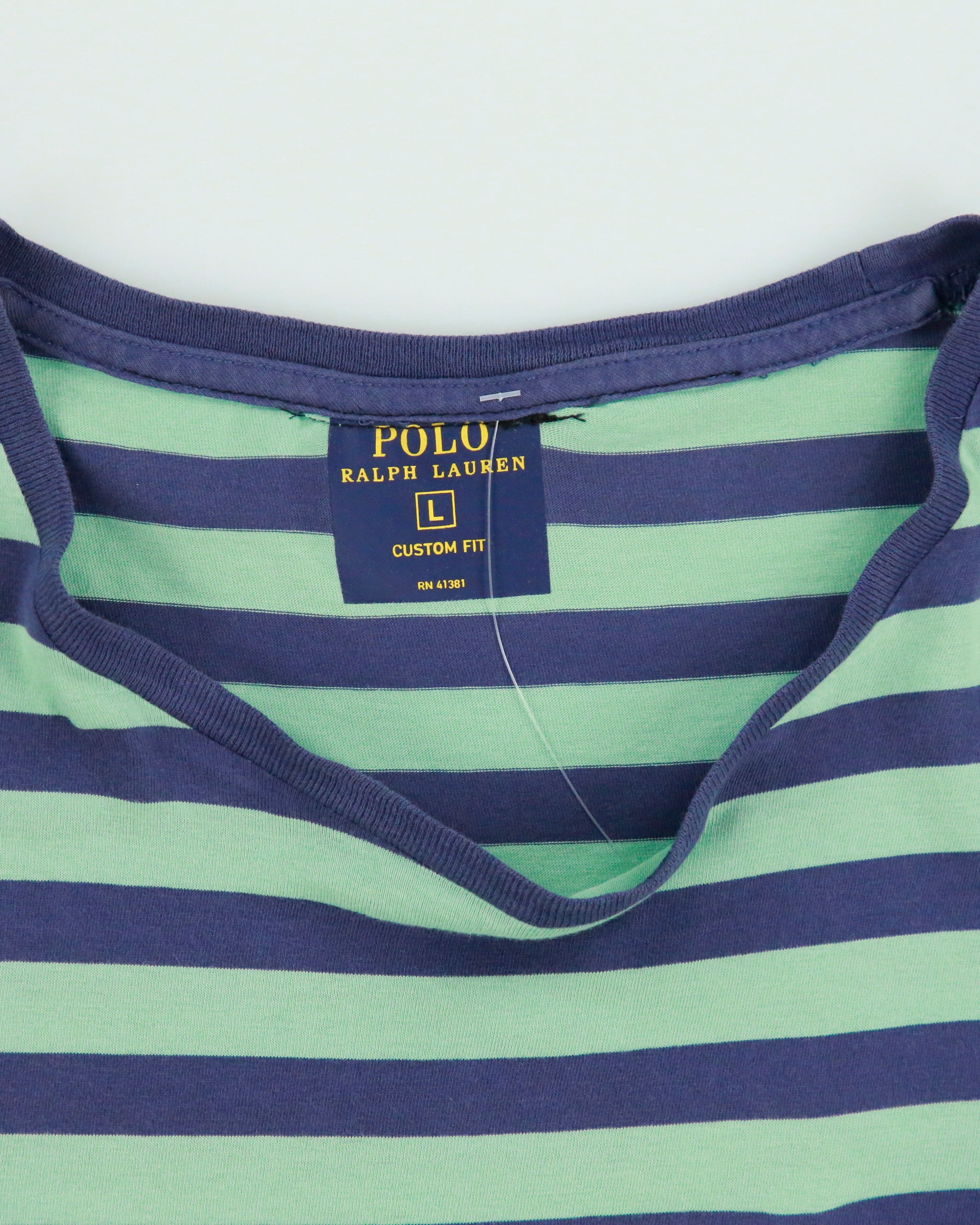 Vintage Polo Ralph Lauren Striped Single Stitch Crewneck Pocket T-Shirt - L