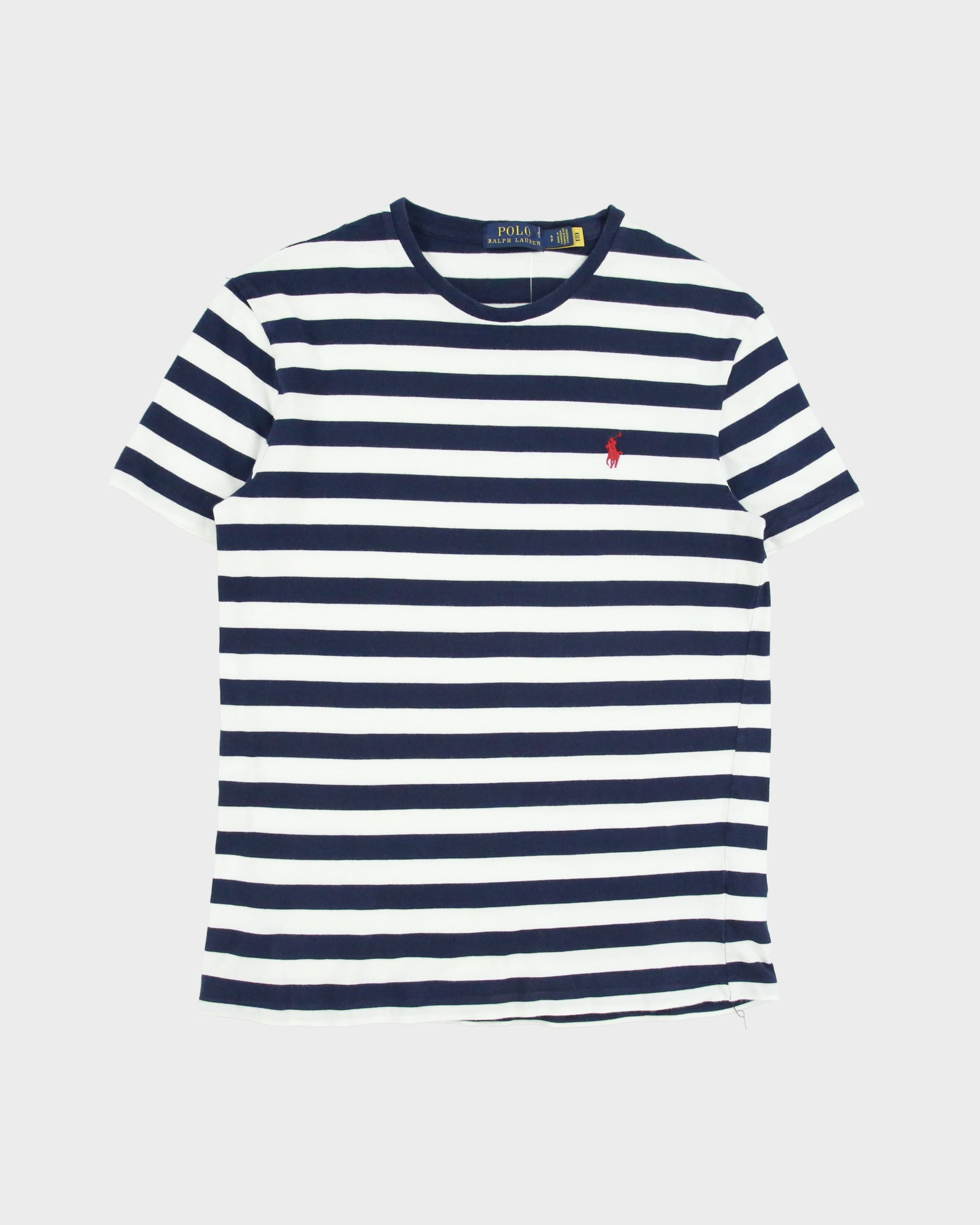 Vintage Polo Ralph Lauren Classic Striped Single Stitch Crewneck T-Shirt - S