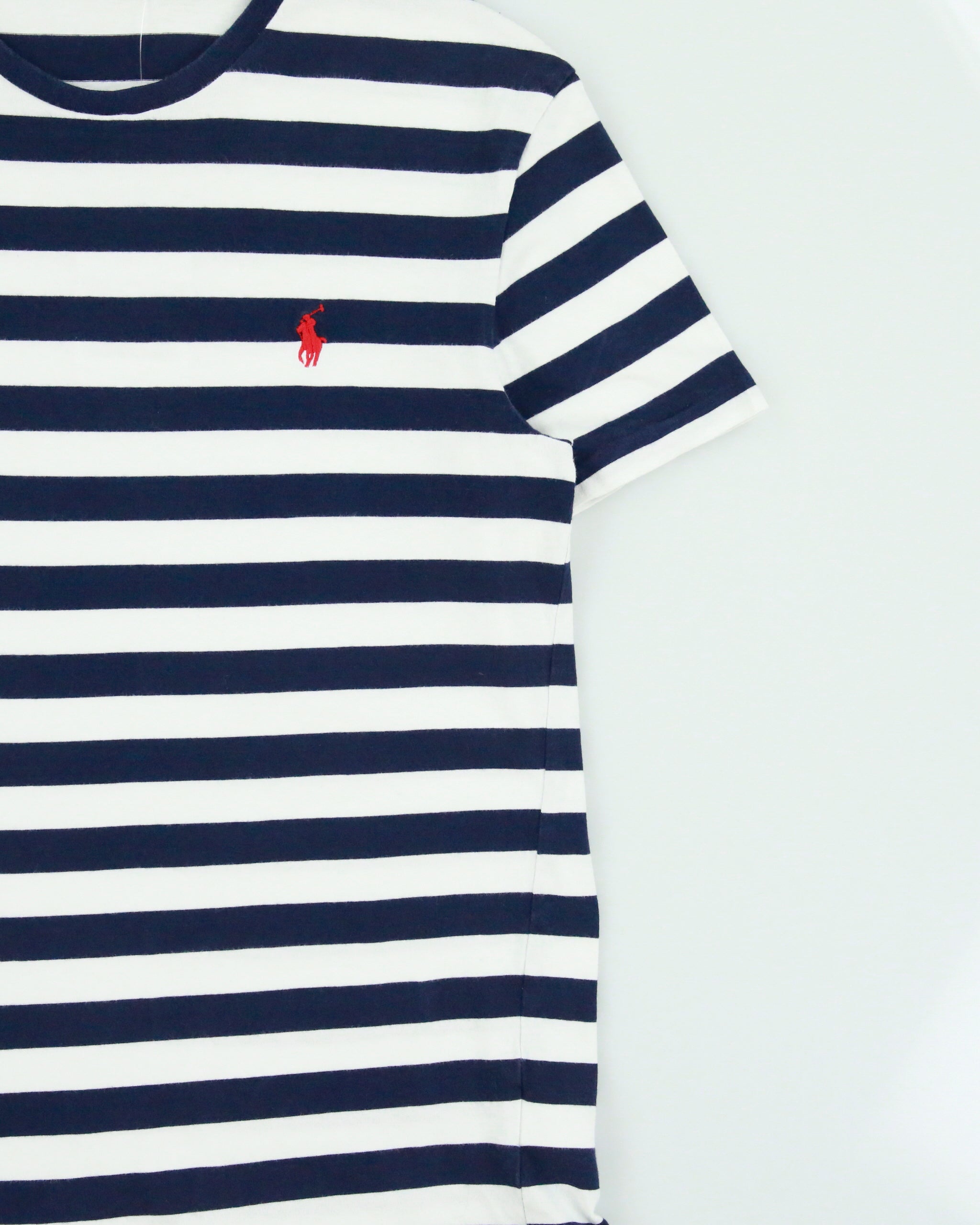 Vintage Polo Ralph Lauren Classic Striped Single Stitch Crewneck T-Shirt - S