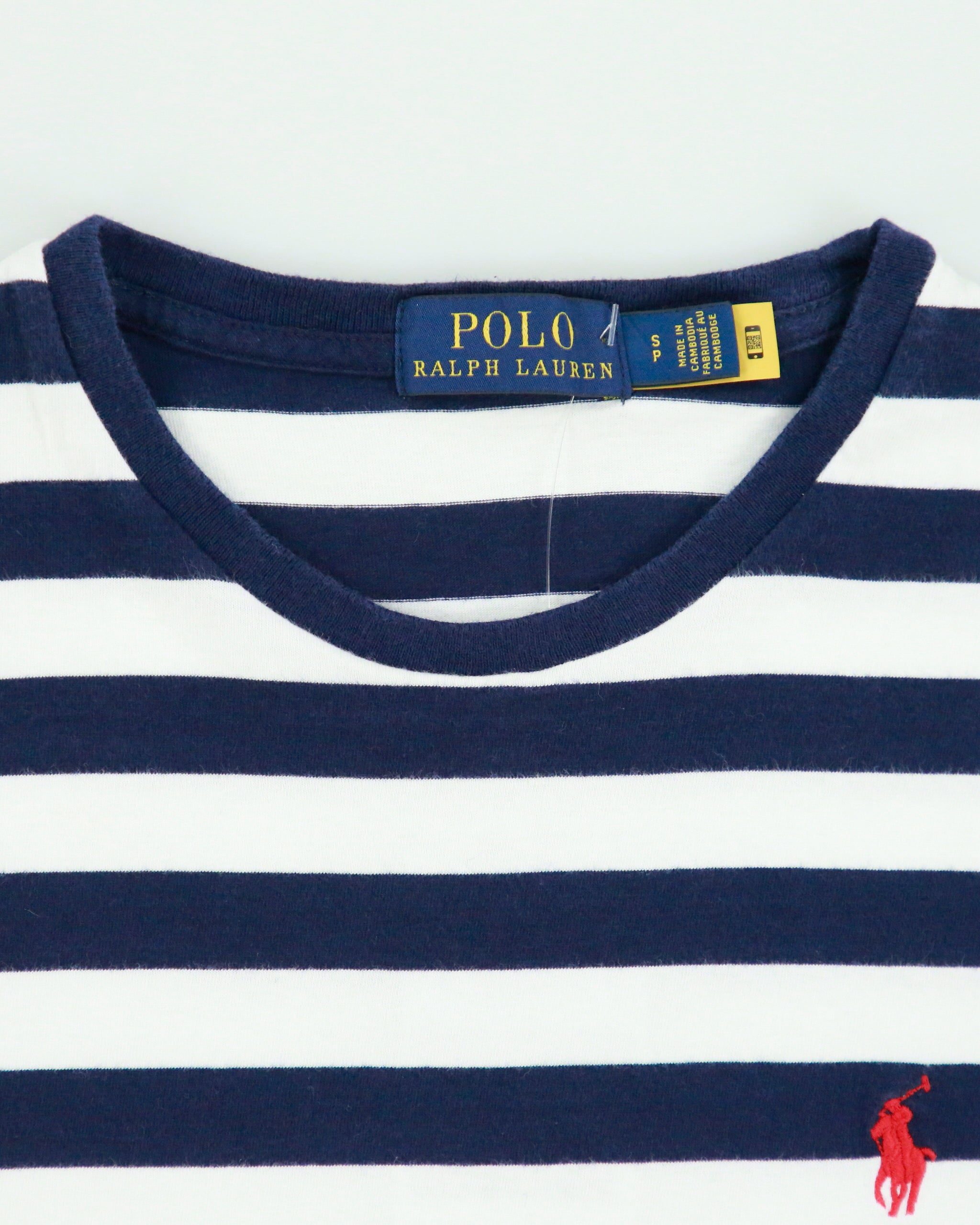 Vintage Polo Ralph Lauren Classic Striped Single Stitch Crewneck T-Shirt - S