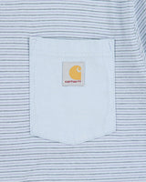 Vintage Carhartt Baby Blue Heavyweight Striped Relaxed Fit Crewneck Pocket T-Shirt - M