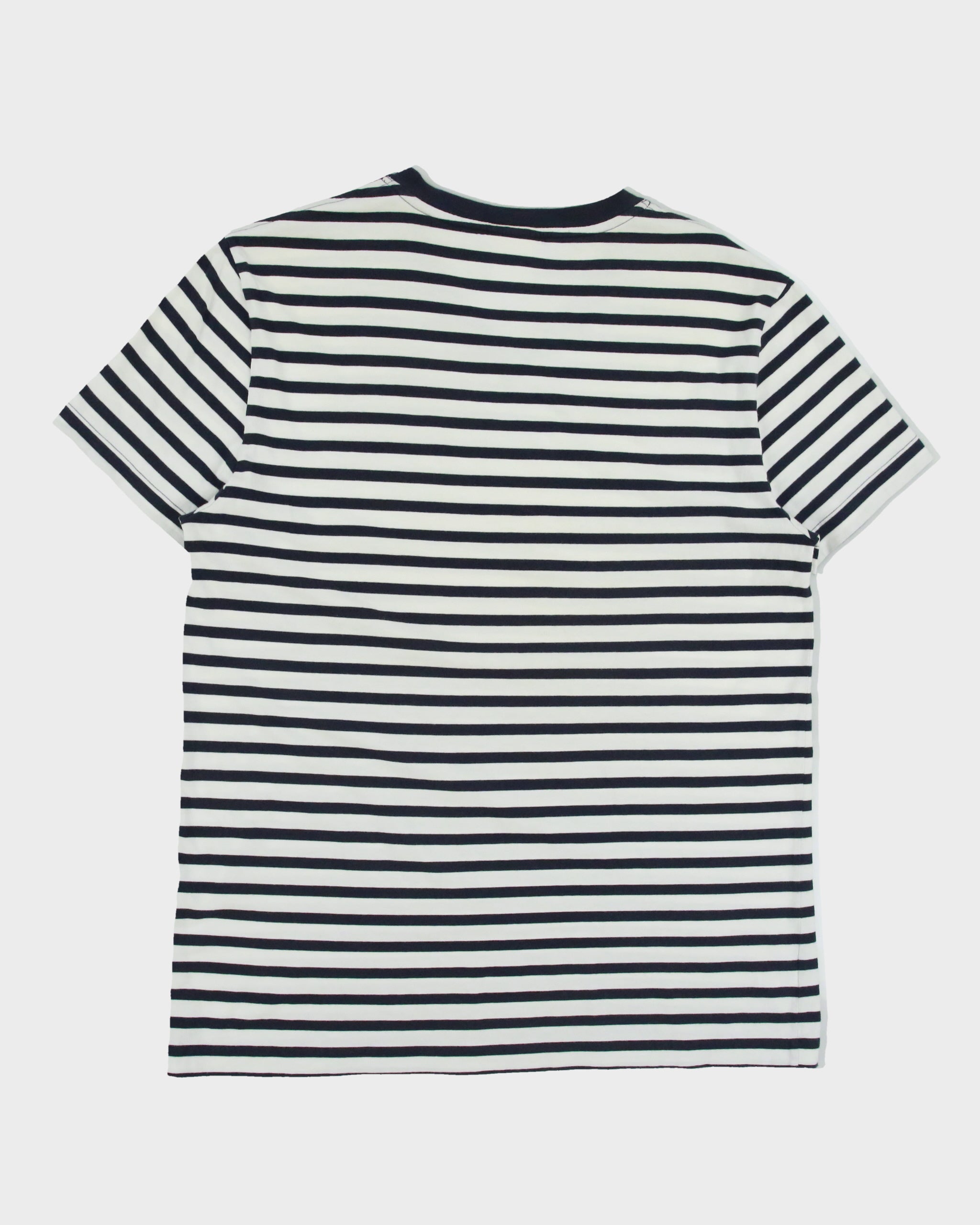 Vintage Y2K 00s Lacoste Striped Croc Pique V-Neck T-Shirt - L