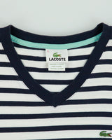 Vintage Y2K 00s Lacoste Striped Croc Pique V-Neck T-Shirt - L