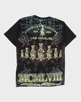 Vintage Christian Audigier Rhinestone Embellished MCMLVIII AOP Made In USA Crewneck T-Shirt - M