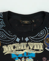 Vintage Christian Audigier Rhinestone Embellished MCMLVIII AOP Made In USA Crewneck T-Shirt - M