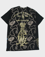 Vintage Christian Audigier Rhinestone Embellished Skull Wings AOP Made In USA Crewneck T-Shirt - XL