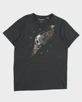 Vintage Ralph Lauren Denim &amp; Supply Khaki Grey Heavyweight Skull Wings Crewneck T-Shirt - L