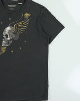 Vintage Ralph Lauren Denim &amp; Supply Khaki Grey Heavyweight Skull Wings Crewneck T-Shirt - L