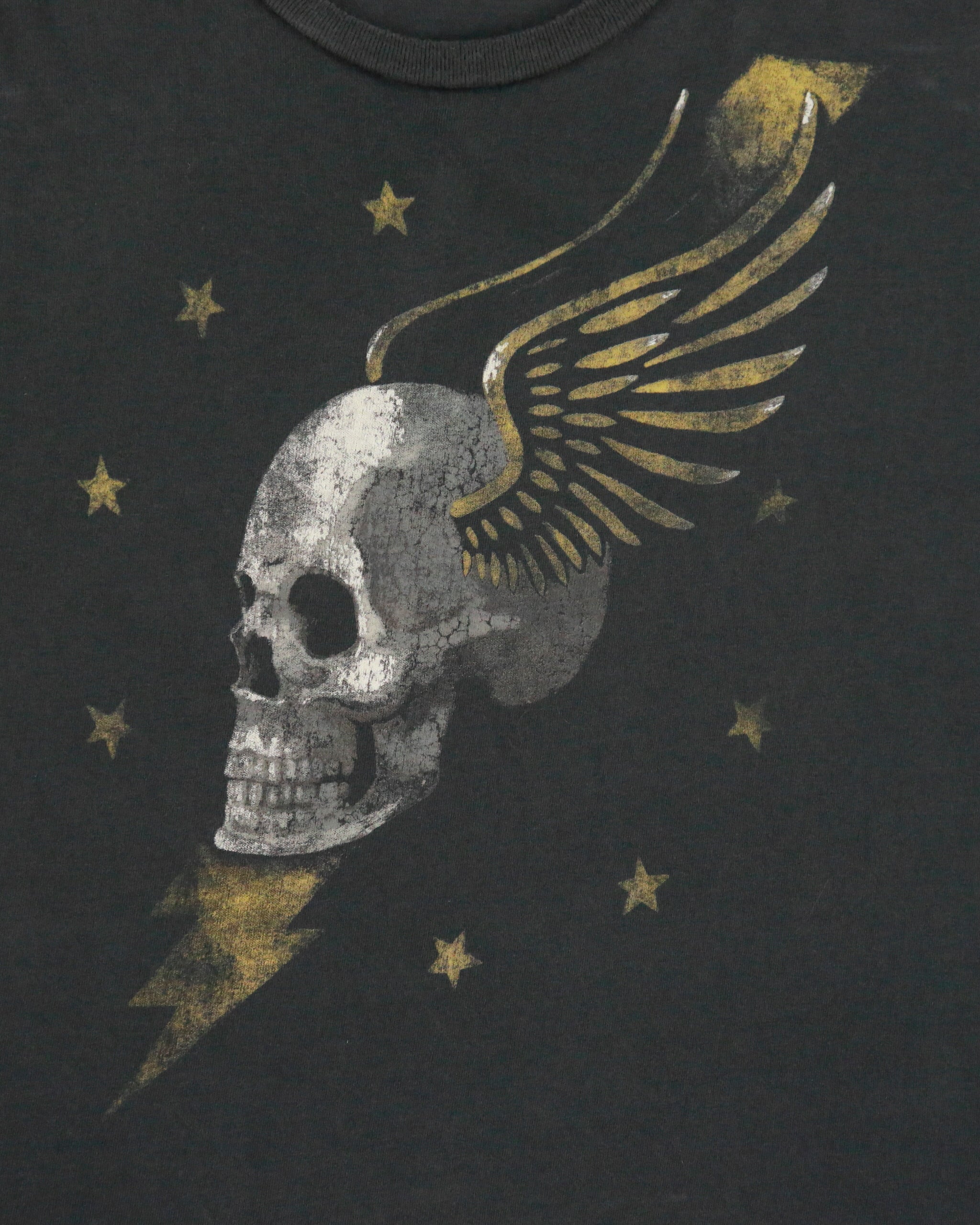 Vintage Ralph Lauren Denim &amp; Supply Khaki Grey Heavyweight Skull Wings Crewneck T-Shirt - L