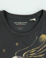 Vintage Ralph Lauren Denim &amp; Supply Khaki Grey Heavyweight Skull Wings Crewneck T-Shirt - L