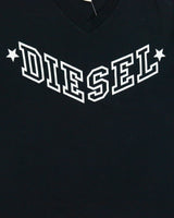 Vintage Diesel Star Spell Out Fitted V-Neck Logo T-Shirt - XL