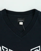 Vintage Diesel Star Spell Out Fitted V-Neck Logo T-Shirt - XL